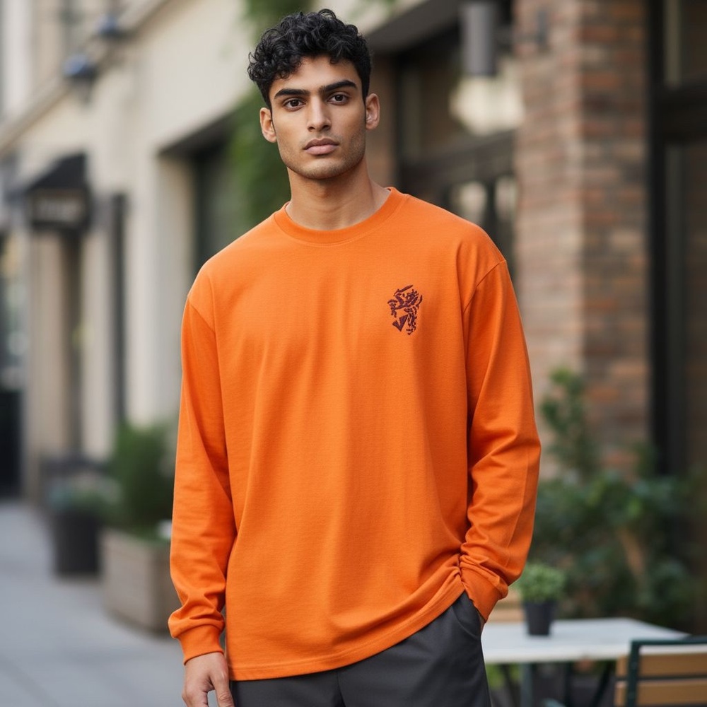 Vintage 1980s Orange Long Sleeve T-Shirt Martabel Soccer Football, Mens S-XL